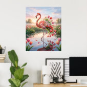 Poster Miroir des flamants tulipes marais (Bureau à domicile)