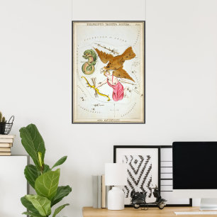 Poster Miroir d'Urania, Carte céleste d'astronomie vintag