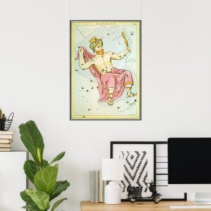 Poster Miroir d'Urania, carte céleste d'astronomie vintag