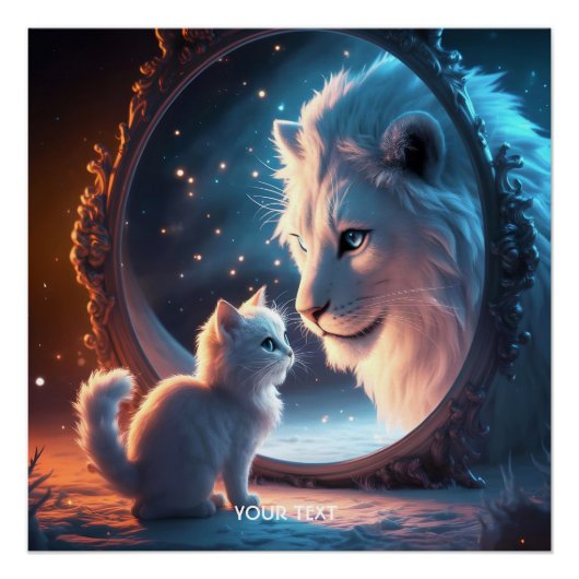 Poster Miroir Imaginaire Cute Lion Kitten (Devant)