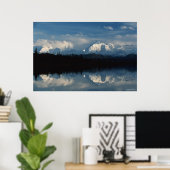Poster Mirror Lake Horizon avec Forêt et Montagnes Neige (Bureau à domicile)