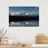 Poster Mirror Lake Horizon avec Forêt et Montagnes Neige (Cuisine)