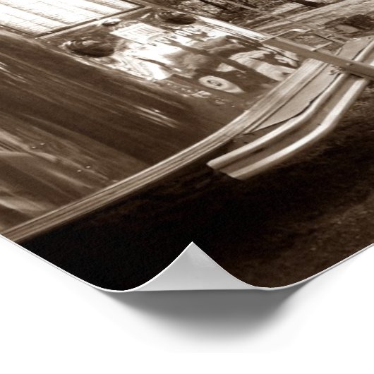 Poster Mirror Lake Retro Camper Tin Can Sepia Imprimer (Coin)