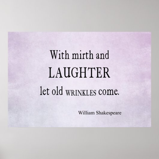 Poster Mirth and Laughter Old Wrinkles Shakespeare Citati (Devant)
