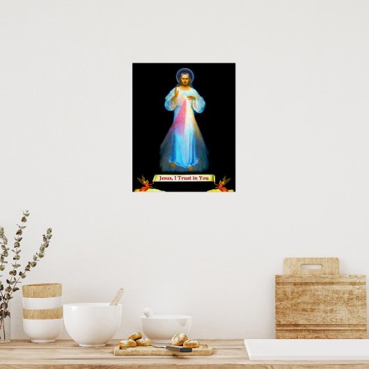 Poster Miséricorde divine Jésus Faustina et Anges (Cuisine)