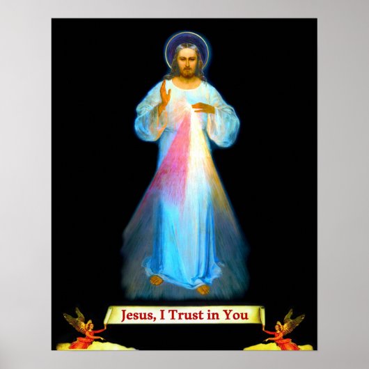 Poster Miséricorde divine Jésus Faustina et Anges (Devant)