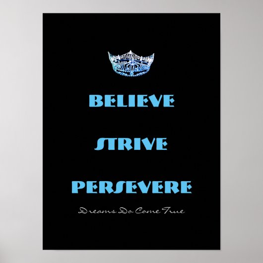 Poster Miss America style Believe Strive Crown (Devant)