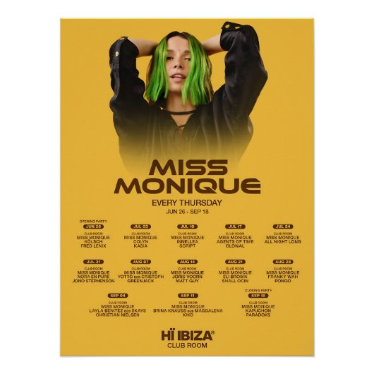 Poster Miss Monique - Hï Ibiza (Devant)