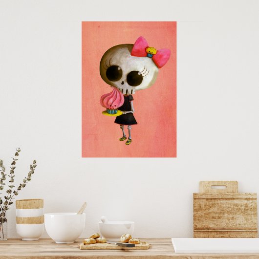 Poster Miss Mort avec Cupcake (Cuisine)