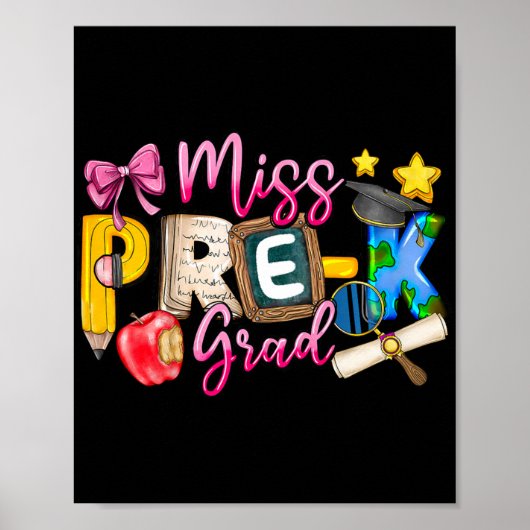 Poster Miss Pré-k Grad Graduation Chemise Fille Enfant De (Devant)