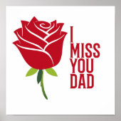 Poster Miss You Daddy I Love You Papa With Red Rose (Devant)