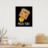 Poster Missile Toast amusant Mistletoe Puns Dark BG (Cuisine)