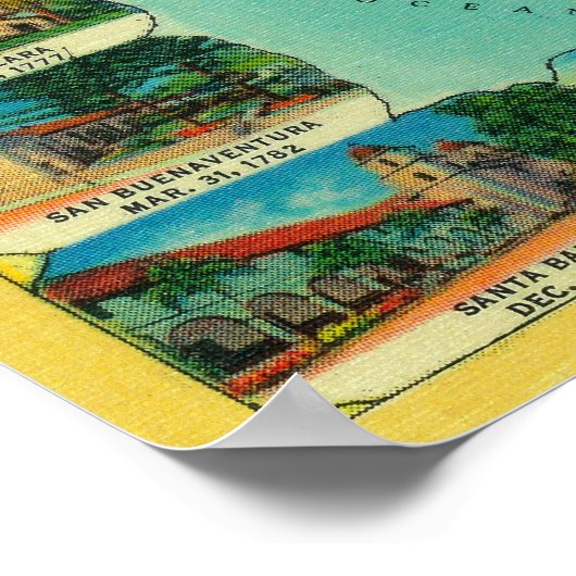 Poster Missions espagnoles de Californie (Coin)