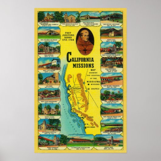 Poster Missions espagnoles de Californie (Devant)