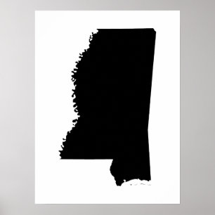 Poster Mississippi en noir et blanc