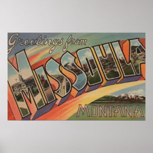 Poster Missoula, Montana - Scènes de grandes lettres