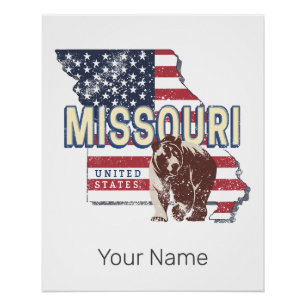 Poster Missouri State États-Unis Carte rétro Vintage USA