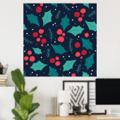 Poster Mistletoe de Noël foncé et Motif de la feuille (Bureau à domicile)