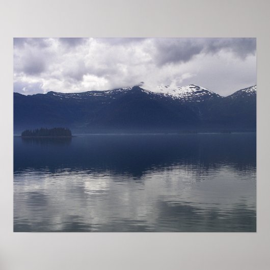Poster Misty Alaskan Sea dans les tons bleu (Devant)