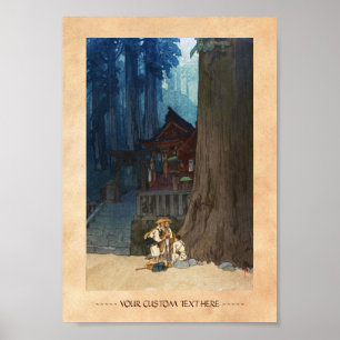 Poster Misty day in Nikko Hiroshi Yoshida woodblock art