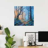 Poster Misty Forest Mystic Path  - Pastel Painting Style (Bureau à domicile)