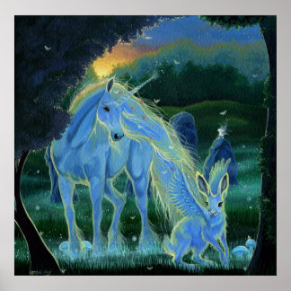 Poster "Misty Midsummers Morning" Unicorn Canvas Imprimer