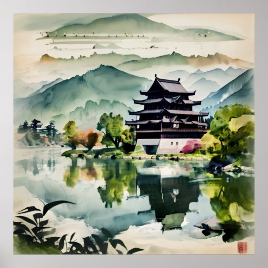 Poster Misty Morning In The Mountains (Devant)