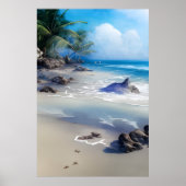 Poster Misty Tropical Beachscape Art Imprimer (Devant)