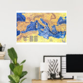 Poster " Mittelmeer : 1982 Meeresboden Relief NG-Karte .. (Bureau à domicile)