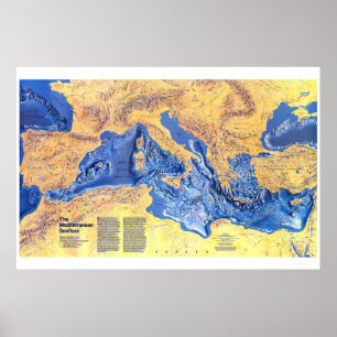 Poster " Mittelmeer : 1982 Meeresboden Relief NG-Karte ..