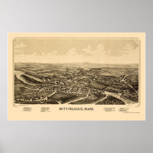 Poster Mittineague, carte panoramique de mA - 1889