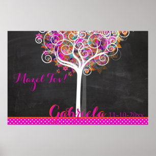 Poster Mitzvah Chalkboard Tree of Life Se connecter Burea
