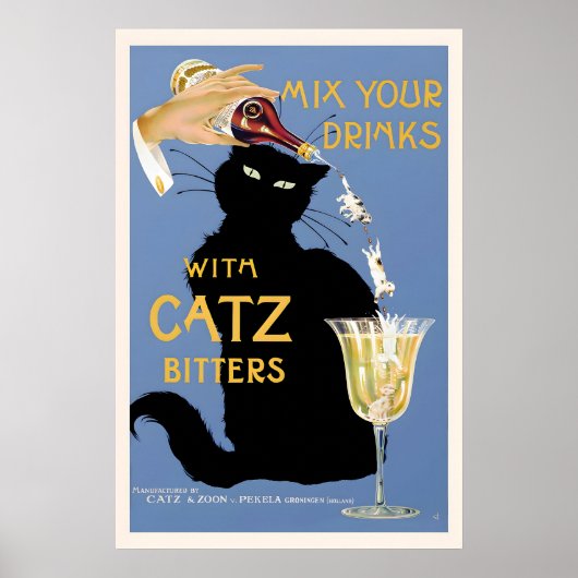 Poster Mix Your Drinks with Catz Bitters Vintage (Devant)