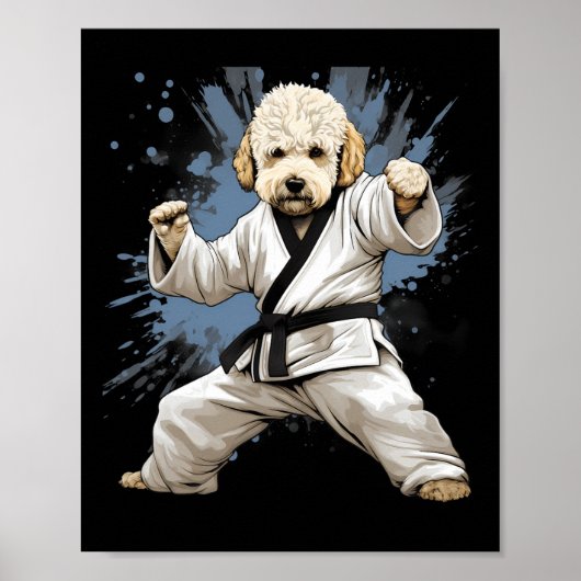 Poster Mixed martial art Goldendoodle Dog Karate (Devant)
