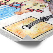 Poster Mizrach ~ "Est" en hébreu, direction de la prière (Coin)