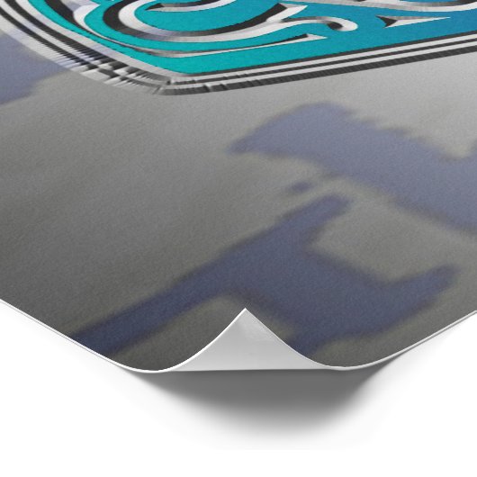 Poster Mjölnir bleu sur Tengwar (Coin)