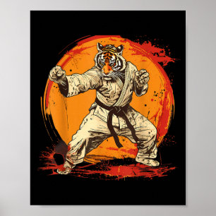 Poster MMA Tigre Aquarelle Taekwondo Kickboxing Arts Mart