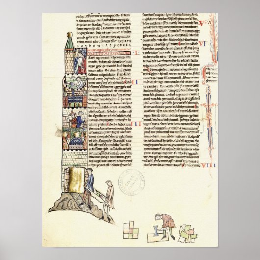 Poster Mme 21 f.167v Construction d'une tour (Devant)
