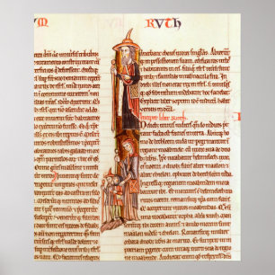 Poster Mme 21 fol.97 Ruth et Boaz, d'une Bible