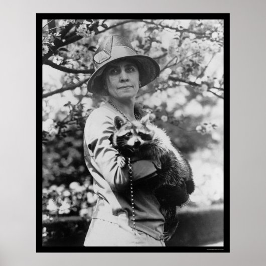 Poster Mme Calvin Coolidge avec son Raccoon 1923 (Devant)