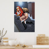 Poster Mme Claus Sur Le Toit Livrant Des Santas Présente (Cuisine)