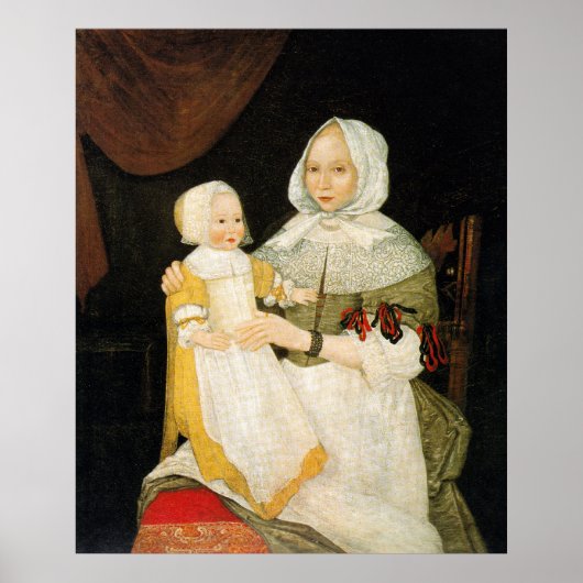 Poster Mme Elizabeth Freake et Baby Mary, vers 1671-1674 (Devant)