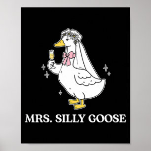 Poster Mme mariée ridicule couple d'oies mariage assorti