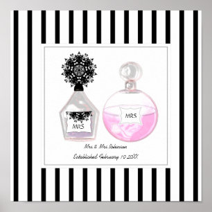 Poster Mme & Mme Bouteilles de parfum Mariage personnalis