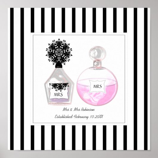 Poster Mme & Mme Bouteilles de parfum Mariage personnalis (Devant)