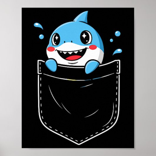 Poster Mmème de poche de requin mignon drôle (Devant)