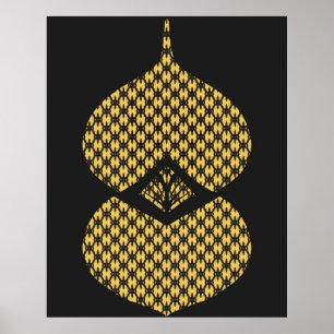Poster Mmilieu du siècle moderne Géométrique Noir Jaune
