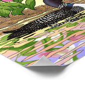 Poster MN Oiseau Fleur État Plongeon Cypripède (Coin)