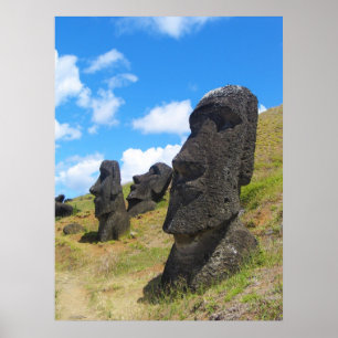 Poster Moai à l'île de Pâques de Rano Raraku