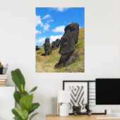 Poster Moai à l'île de Pâques de Rano Raraku (Bureau à domicile)